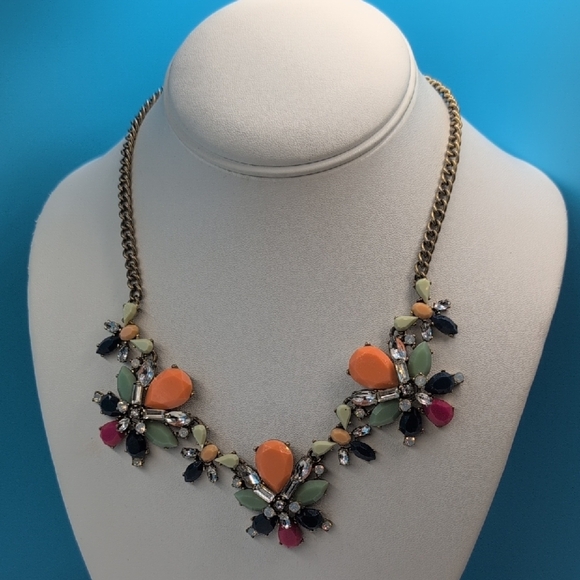 J. Crew Orange and Pink Floral Necklace - Picture 1 of 5